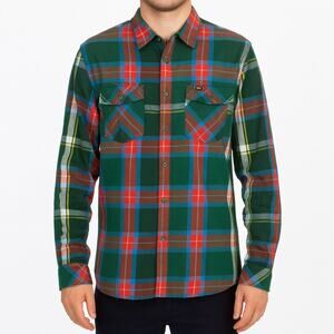 RVCA Men’s Large Green Plaid Long Sleeve Button Down Shirt Spring Easter